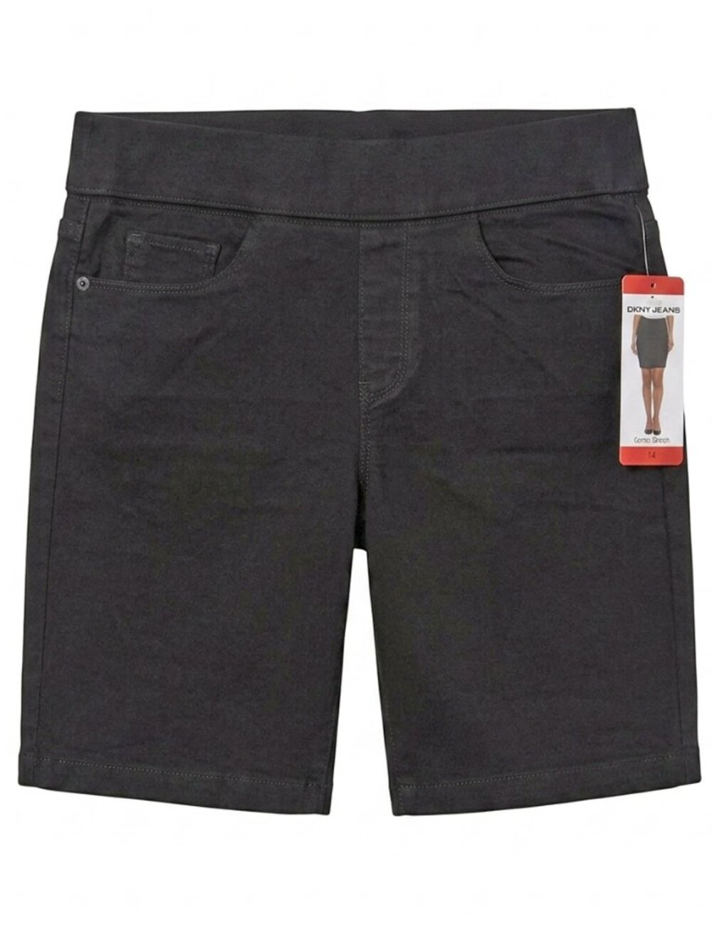 NWT DKNY Jeans Comfort Stretch Pull On Bermuda Shorts Black M